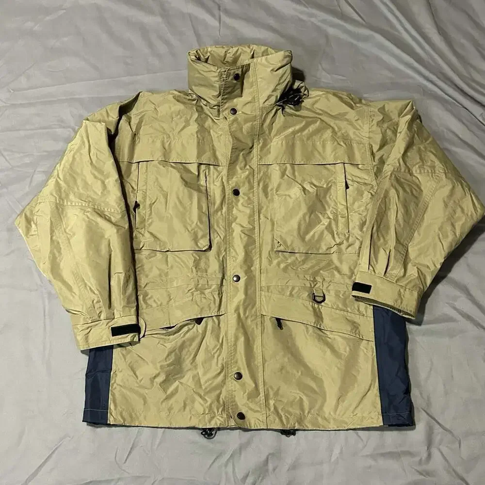 Vintage Sportscaster Outdoor Multi-Pocket Fishing Rain Jacket XL Khaki